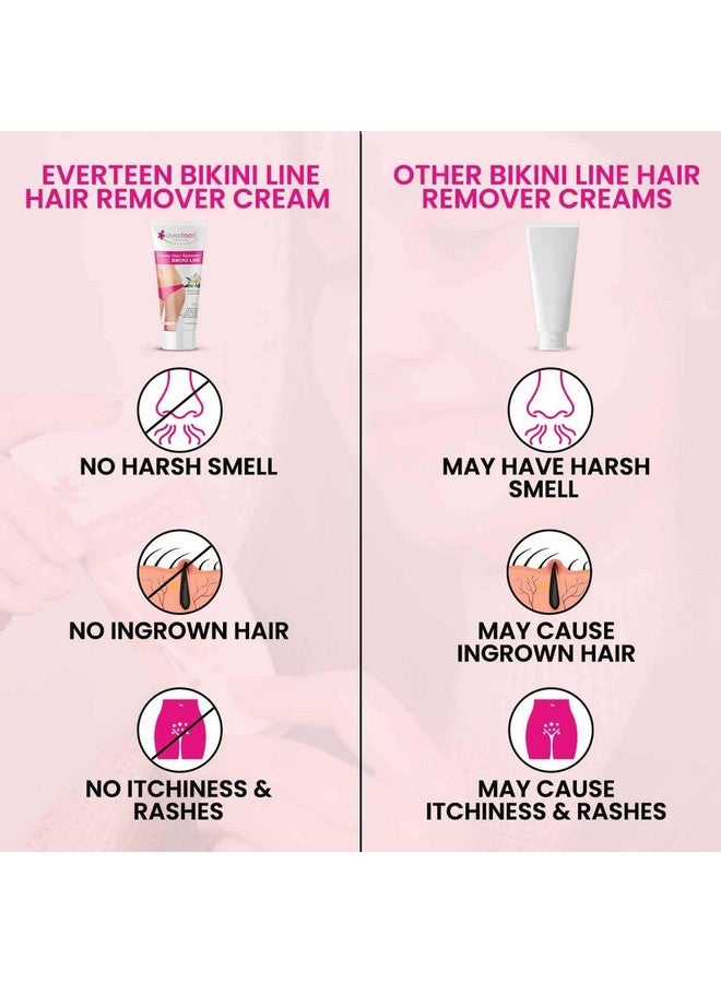 everteen كريم إزالة الشعر من إيفرتين للنساء والفتيات، كريم مزيل للشعر بدون ألم لخط البيكيني وتحت الإبطين، بدون رائحة قوية، أو اسمرار للبشرة أو طفح جلدي - عبوة مزدوجة 50غ + 50غ - Image 4