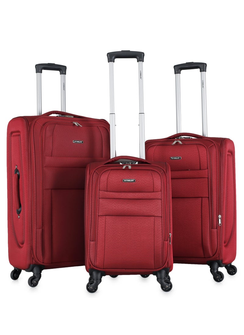 STARLIFE - Set of 3 Light Weight Polyester Trolley Luggage With Number Lock 20,24,28 Inches - Image 1