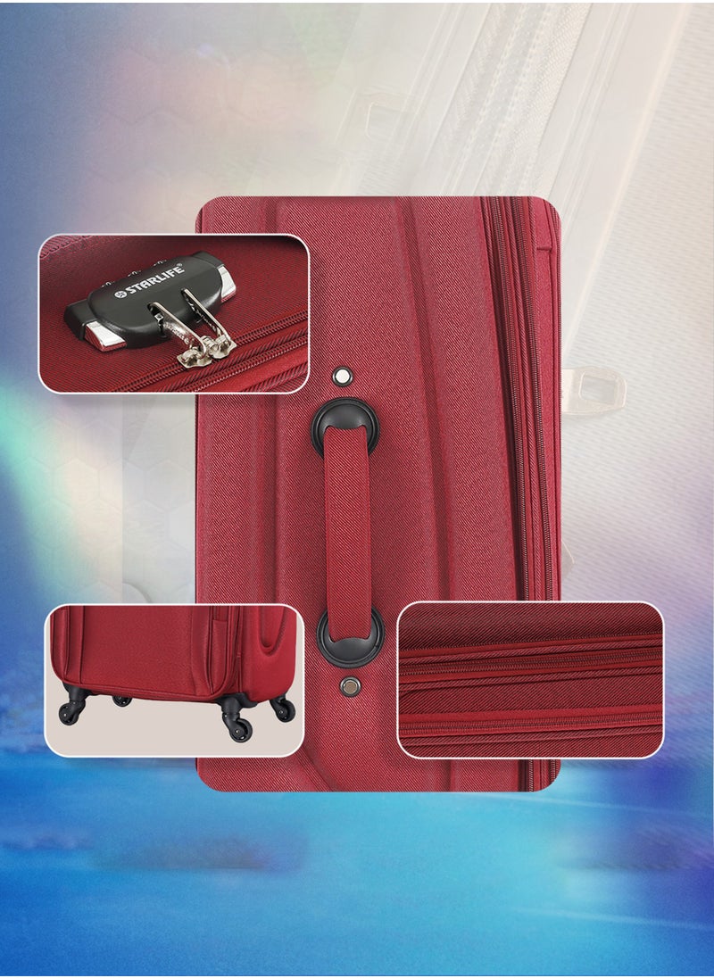 STARLIFE - Set of 3 Light Weight Polyester Trolley Luggage With Number Lock 20,24,28 Inches - Image 1