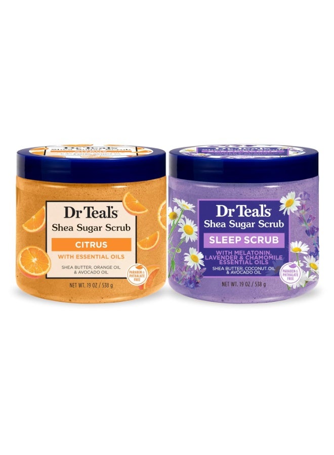 Dr Teal's Dr Teal's Shea Sugar Body Scrub, Daytime/Nighttime with Vitamin C and Sleep Blend, 19 oz (Pack of 2)  - Image 2