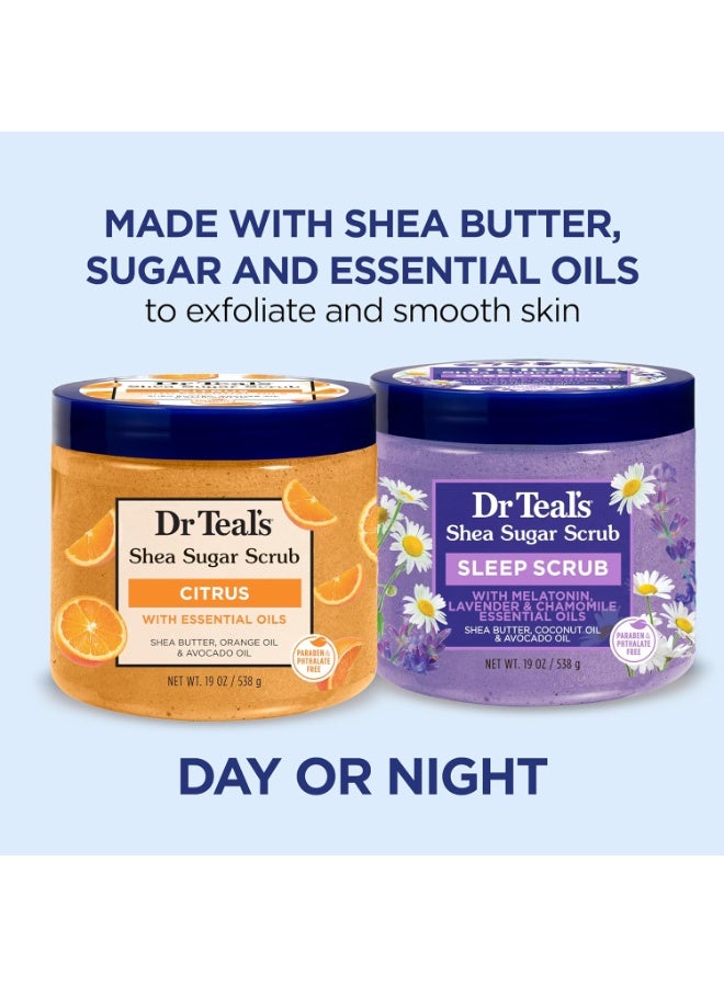 Dr Teal's Dr Teal's Shea Sugar Body Scrub, Daytime/Nighttime with Vitamin C and Sleep Blend, 19 oz (Pack of 2)  - Image 3