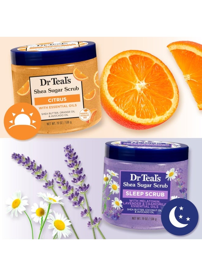 Dr Teal's Dr Teal's Shea Sugar Body Scrub, Daytime/Nighttime with Vitamin C and Sleep Blend, 19 oz (Pack of 2)  - Image 4