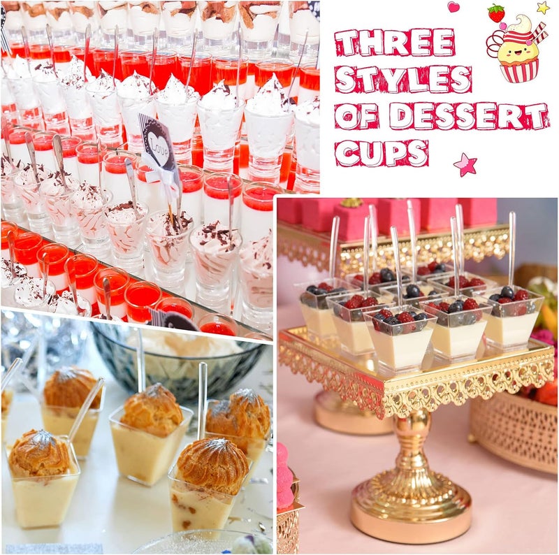 Jerify 150 Pack Plastic Dessert Cups with Lids and Spoons 3 oz Mini Dessert Cups with Spoons 54 oz Square Clear Dessert Shooter Cups Parfait Appetizer Cups Disposable Small Mousse Container for Party - Image 5