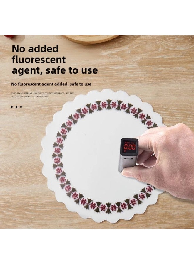 Printed Lace Paper Oil Paper Pad Food Grade Non-stick Dish Pad Tray Paper Lace Oil-absorbing Paper Fried Snack Paper Flower Paper Pad-Dimensions:【Printing Ledge Paper】 100-21CM-Round 【Color Printing Ledge Paper】】 - Image 5