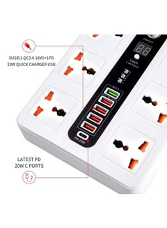 Pama BLK-11 Universal Extension Cord With 6 Universal Sockets, 5 USB ports, 1 PD Ports and 2 Meter Multicolour  - Image 2