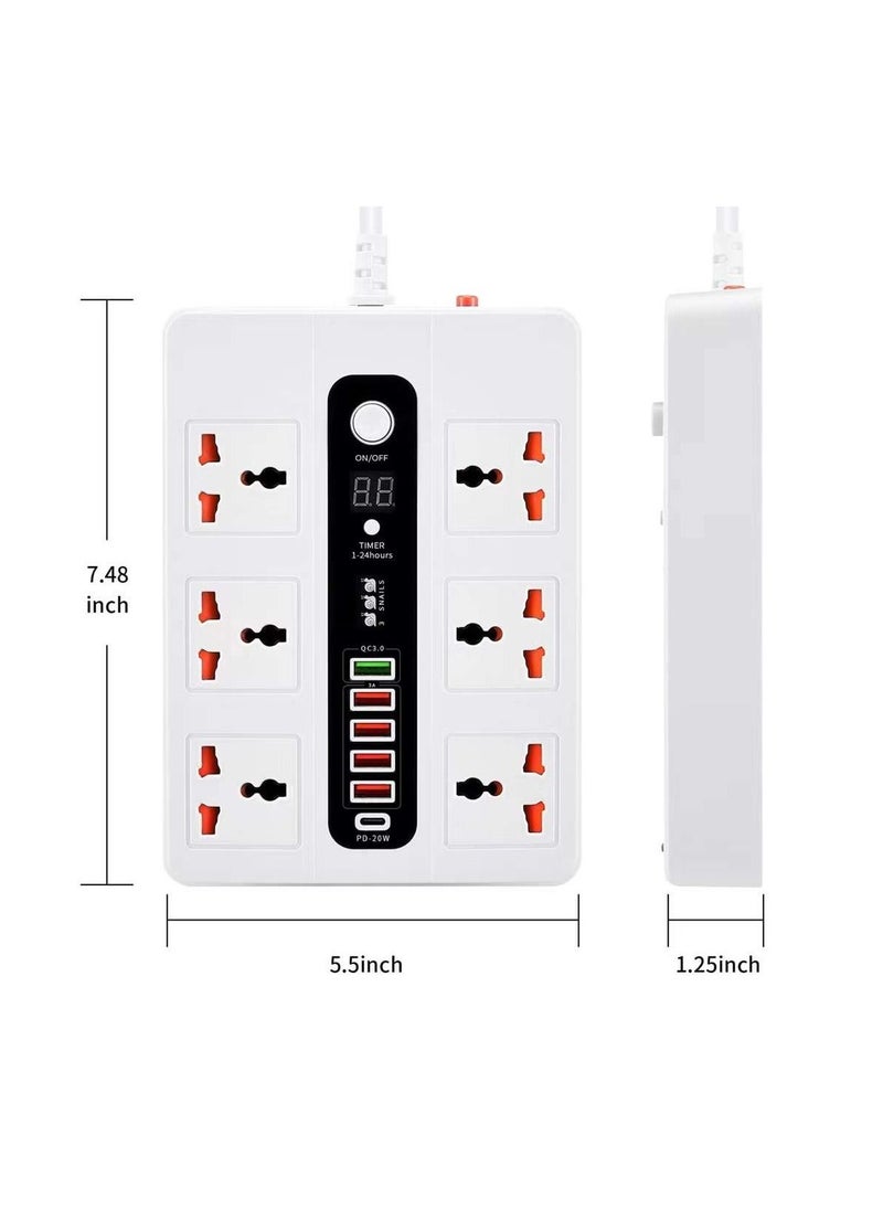 باما سلك تمديد عالمي BLK-11 مع 6 مقابس عالمية و 5 منافذ USB و 1 منافذ PD و 2 متر متعدد الألوان  - Image 4