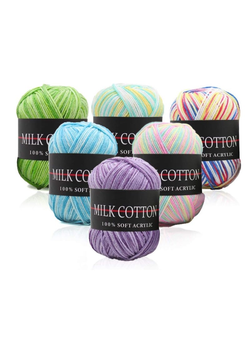 KASTWAVE 6 Rolls 50g Yarn Skeins Assorted Colors Crochet Yarn, Soft Yarn for Crocheting and Knitting Craft Project, Assorted Starter Crochet Kit Yarn Bulk for Adults and Kids - Image 1