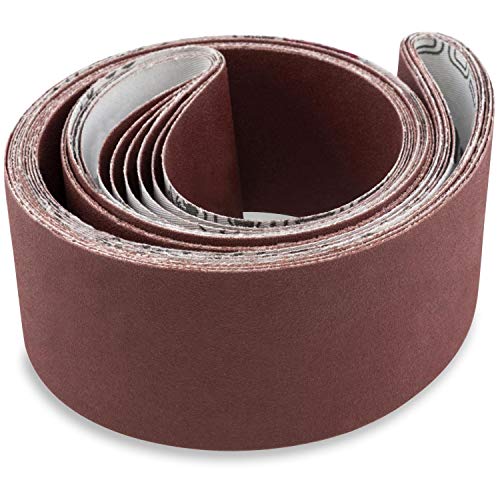 Red Label Abrasives 2 X 42 Inch 60 Grit Flexible Aluminum Oxide Multipurpose Sanding Belts for Woodworking, Leather, Rubber, Plastics, & Light Metal Working - Sand Paper Belt 6 Pack - Image 2