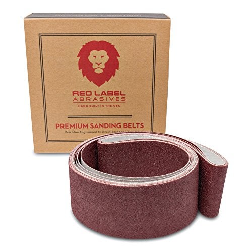 Red Label Abrasives 2 X 42 Inch 60 Grit Flexible Aluminum Oxide Multipurpose Sanding Belts for Woodworking, Leather, Rubber, Plastics, & Light Metal Working - Sand Paper Belt 6 Pack - Image 1