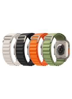 Generic 4Pack for Apple Watch Alpine Loop Band 49mm/45mm/44mm Nylon Woven Sport Strap Compatible with iWatch Series 10/Ultra/7/SE/6/5/4/3/2/8 /9/10White/Green/Orange/Black  - Image 1