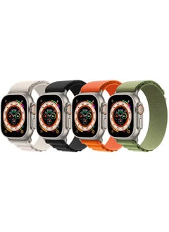 Generic 4Pack for Apple Watch Alpine Loop Band 49mm/45mm/44mm Nylon Woven Sport Strap Compatible with iWatch Series 10/Ultra/7/SE/6/5/4/3/2/8 /9/10White/Green/Orange/Black  - Image 2
