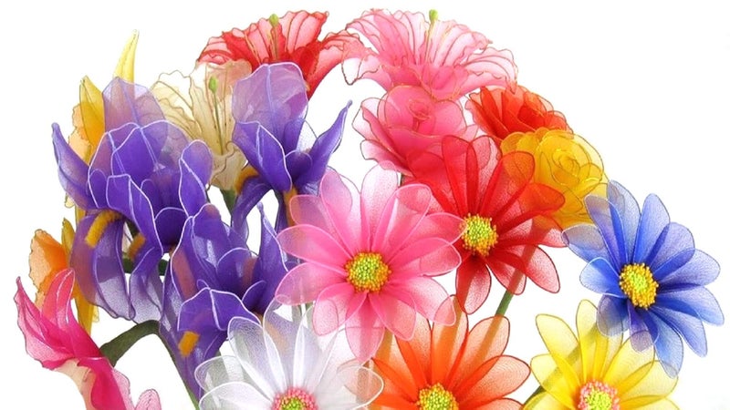 PRANSUNITA 100 pcs Flower Making Stocking Material Tensile Nylon for Flower Making Accessory Handmade DIY Crafts Wedding Home Decoration, Double Shaded - Length 6 inch - Image 4