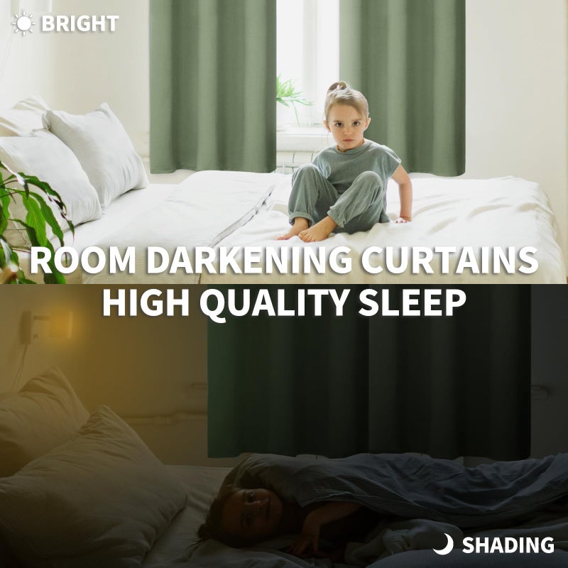 BGment Rod Pocket Blackout Curtains 72 Inches Length for Bedroom - Thermal Insulated Room Darkening Curtain for Living Room  Olive Green  42 x 72 Inch  2 Panels - Image 2