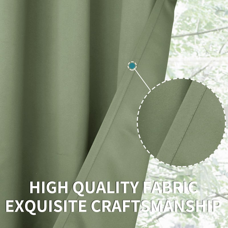 BGment Rod Pocket Blackout Curtains 72 Inches Length for Bedroom - Thermal Insulated Room Darkening Curtain for Living Room  Olive Green  42 x 72 Inch  2 Panels - Image 5