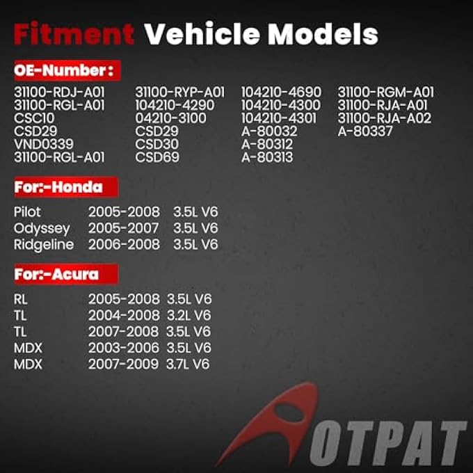 AOTPAT High Output Alternator for:-Acura RL 2005-2008,TL 2004-2008,MDX 2003-2009,for:-Honda Pilot Odyssey Ridgeline 2005 2006 2007 2008,3.2L,3.5L,3.7L,130AMP 12V OE#31100-RDJ-A01(1Pc) - Image 2