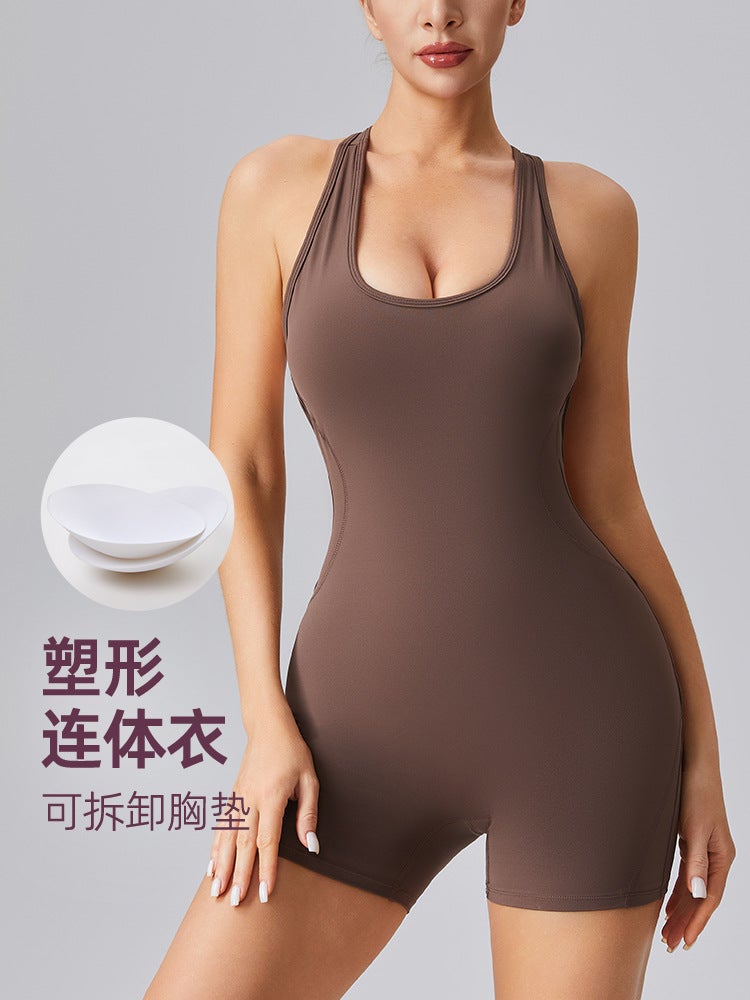 Cross-border Europe and the United States sexy I-back hollow jumpsuit women's high-elastic hip-lift naked feeling quick-drying exercise yoga jumpsuit - Image 3