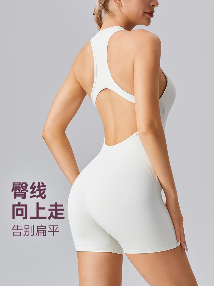 Cross-border Europe and the United States sexy I-back hollow jumpsuit women's high-elastic hip-lift naked feeling quick-drying exercise yoga jumpsuit - Image 4