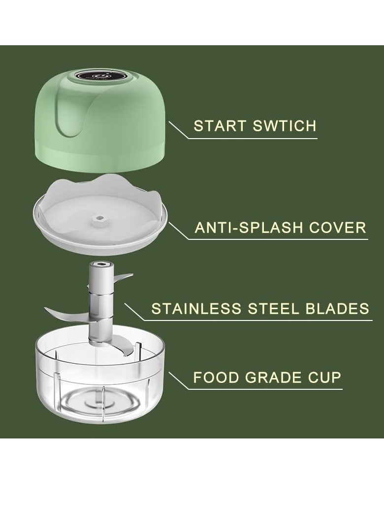 Excefore مفرمة ثوم كهربائية صغيرة، مفرمة طعام، سعة 2 كوب، معالج طعام لاسلكي قابل لإعادة الشحن للثوم والفلفل والفلفل الحار والخضروات والمكسرات واللحوم (250 مل + 100 مل) - Image 4