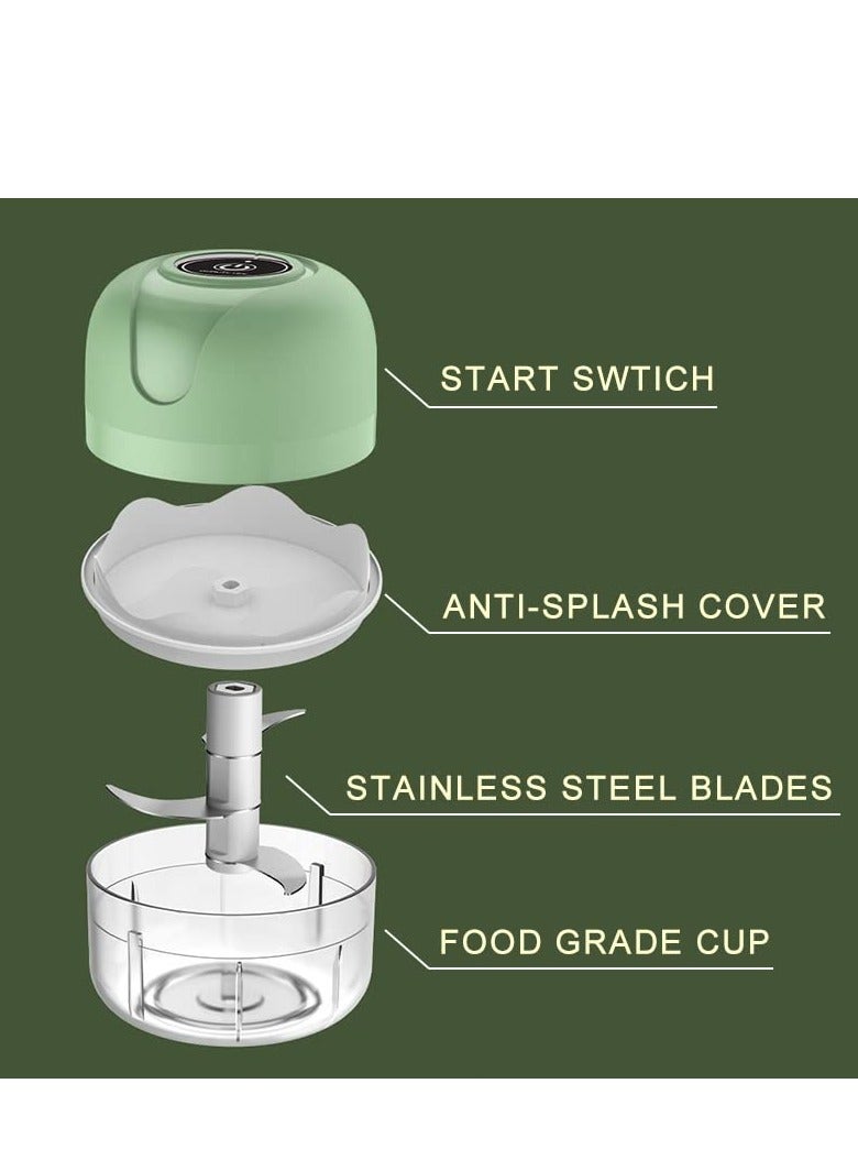 Excefore مفرمة ثوم كهربائية صغيرة، مفرمة طعام، سعة 2 كوب، معالج طعام لاسلكي قابل لإعادة الشحن للثوم والفلفل والفلفل الحار والخضروات والمكسرات واللحوم (250 مل + 100 مل) - Image 2