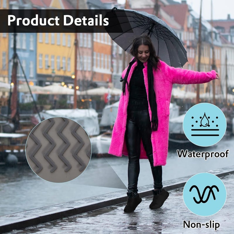 Boyiee 3 Pairs Silicone Shoes Covers Rain Boots Reusable Waterproof Shoe Covers Non Slip Overshoes Unisex Protectors for Women Men Black White GrayLarge - Image 3