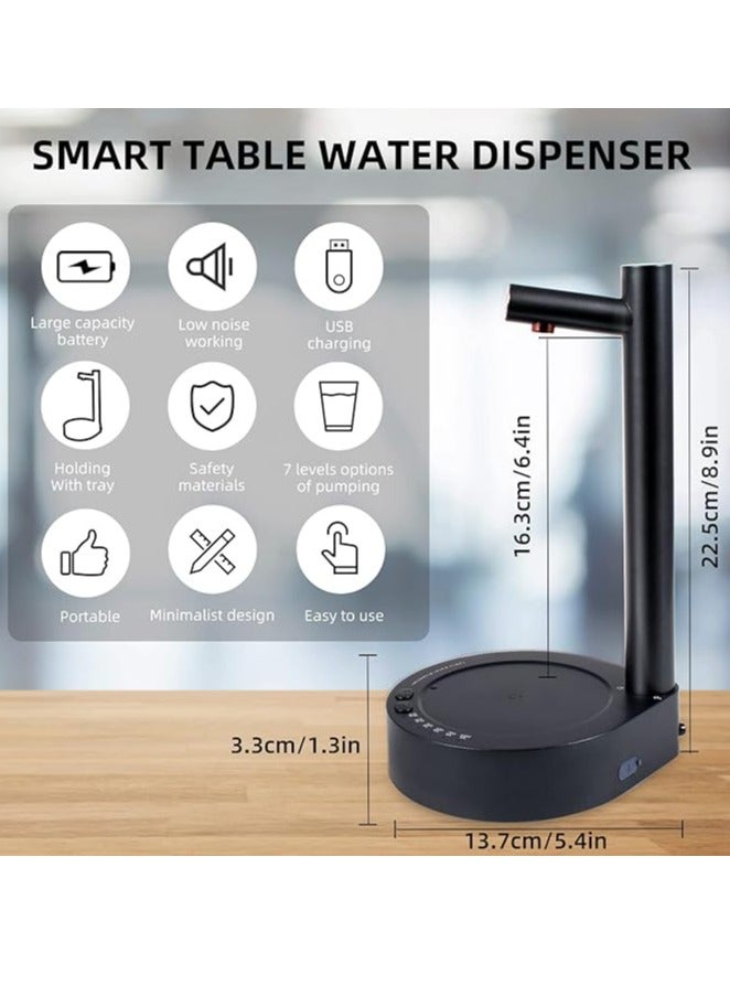 Portable Water Pump Dispenser, Desktop USB Rechargeable Automatic Drinking Water Dispenser for Home, Office, Outdoor, Black  - Image 2
