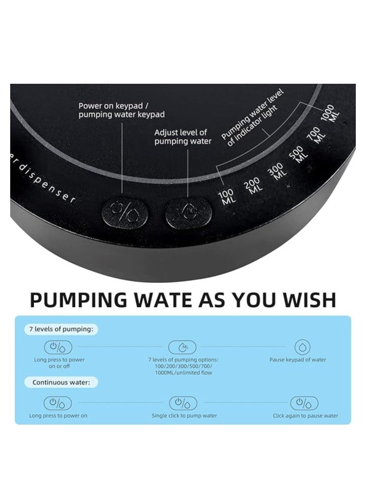 Portable Water Pump Dispenser, Desktop USB Rechargeable Automatic Drinking Water Dispenser for Home, Office, Outdoor, Black  - Image 4