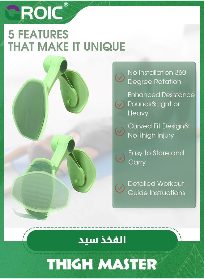 GROIC Thigh Master, Kegel Exercise, Inner Thigh Exerciser with 360° Rotation, Thigh Exerciser, Pelvic Floor Muscle Trainer, Thigh Workout Equipment, Thigh Exerciser for Women, Kegel Tightener (Green)  - Image 3