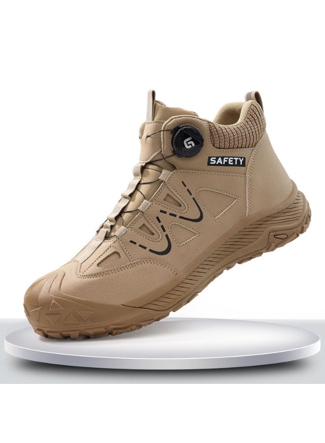 NIBEMINENT Quality Safety Shoes Men Boots Rotating button Work Boots Steel toe shoes waterproof leather boots Men Protection Shoes Non-slip - Image 1