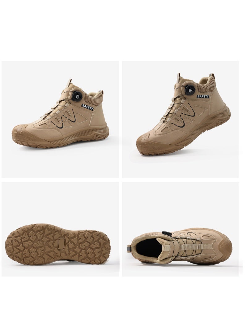 NIBEMINENT Quality Safety Shoes Men Boots Rotating button Work Boots Steel toe shoes waterproof leather boots Men Protection Shoes Non-slip - Image 2