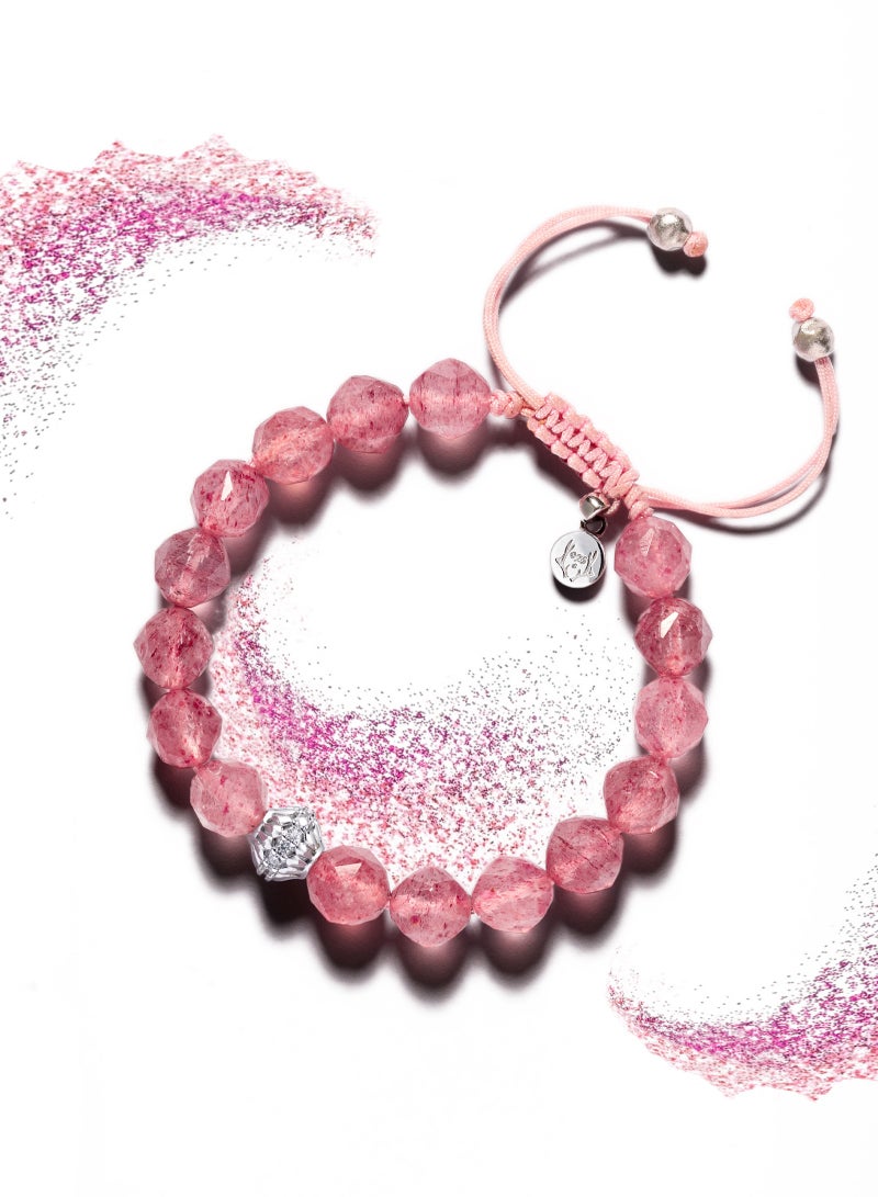 Women Drawstring Beaded Bracelet Of Cloud Berry Pink
