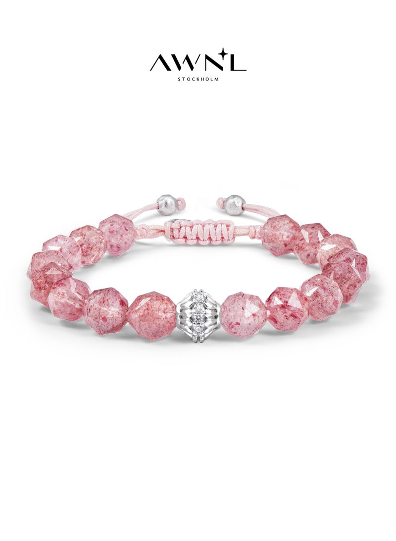 Women Drawstring Beaded Bracelet Of Cloud Berry Pink
