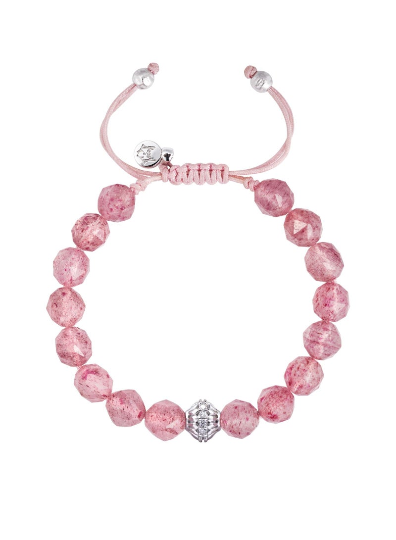 Women Drawstring Beaded Bracelet Of Cloud Berry Pink