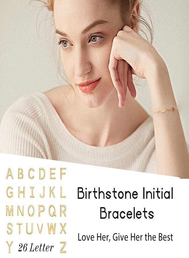 Btysun August Birthstone Bracelet Tiny Birthday Gifts for Teens Plated Initial E Bracelet Peridot 21th Birthday Gifts for Her Birthstone Jewelry - Image 2