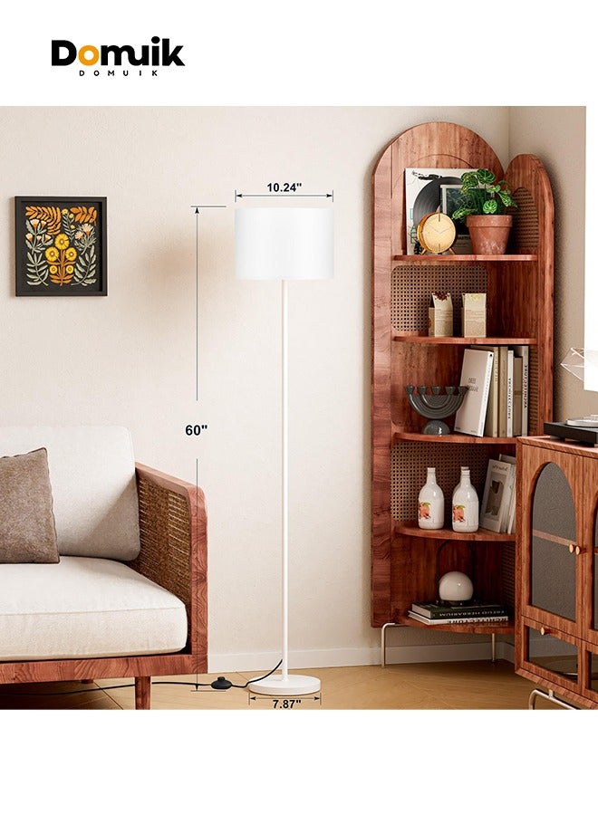 DOMUIK Modern floor lamp, three-color adjustable standing floor lamp with simple design, white lampshade, foot switch, suitable for living room, bedroom, office, dining room and kitchen, 60-inch small high foot lamp, black pole lamp (without bulb).  - Image 2