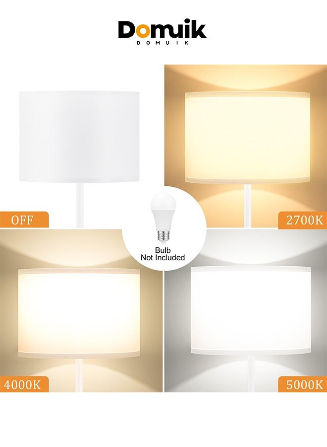 DOMUIK Modern floor lamp, three-color adjustable standing floor lamp with simple design, white lampshade, foot switch, suitable for living room, bedroom, office, dining room and kitchen, 60-inch small high foot lamp, black pole lamp (without bulb).  - Image 5