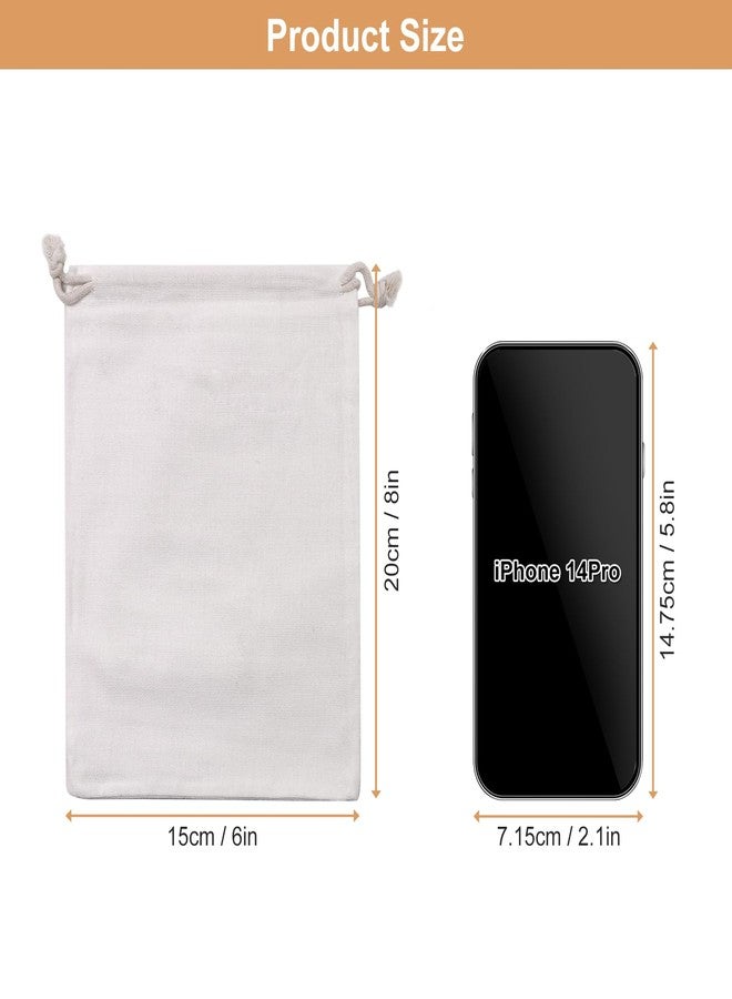 SumDirect 20Pcs Cotton Muslin Bags,White Small Lightweight Gift Bags Breathable Pouches with Drawstring Reusable Packing Storage Bags for Wedding, Party, Birthday (6x8inch) - Image 2