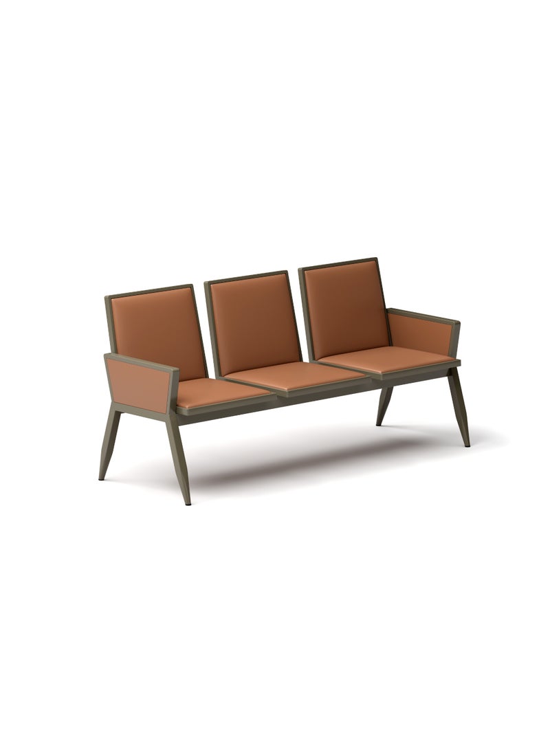 MAF furniture MAF 3-Seater Airport Chair for Waiting Rooms – Hospital & Clinic Seating with Metal Frame, Armrests, & Cushion – Camel  - Image 2