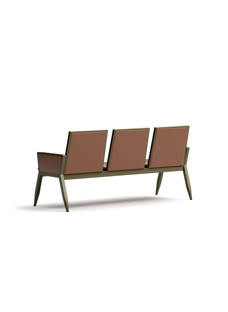MAF furniture MAF 3-Seater Airport Chair for Waiting Rooms – Hospital & Clinic Seating with Metal Frame, Armrests, & Cushion – Camel  - Image 3