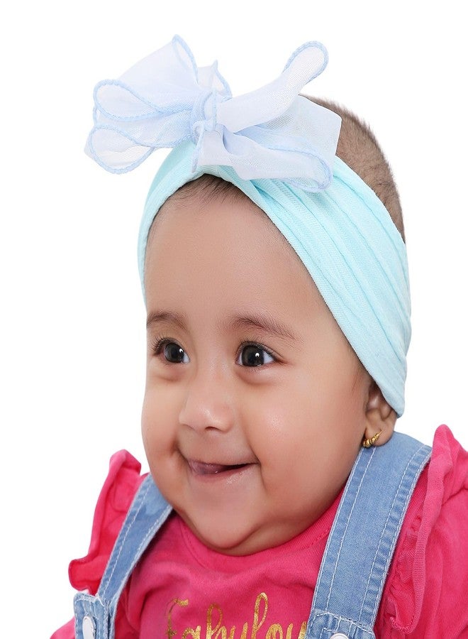 طوق رأس من القطن الخالص من أرينديل مع فيونكة زرقاء سماوية مزدوجة الطبقات للأطفال (0-2 سنوات) [AHA393] - Image 1