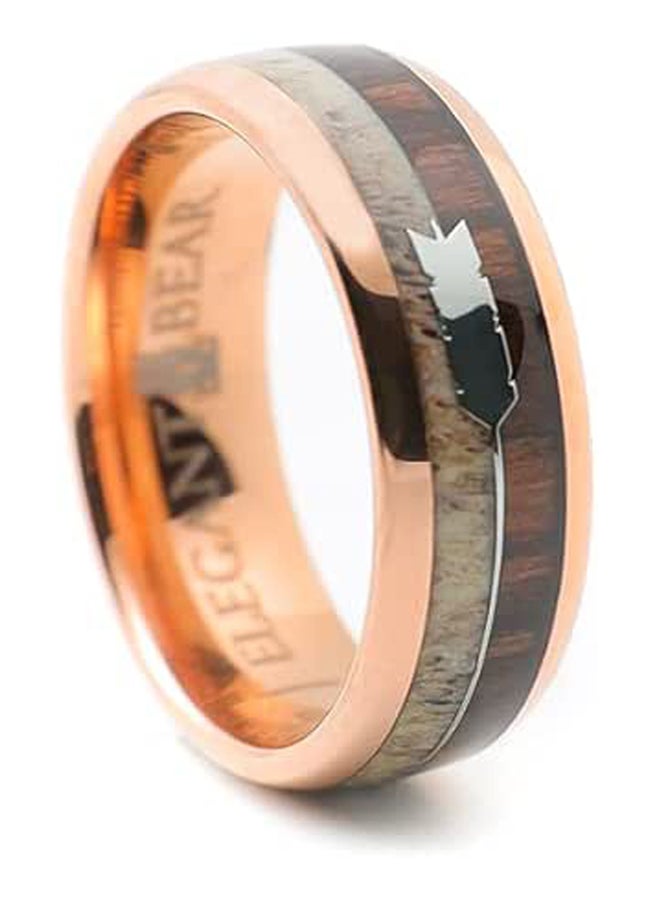 خاتم تنجستن دب سهم 8 ملم مطعم بالطبيعة - Image 1