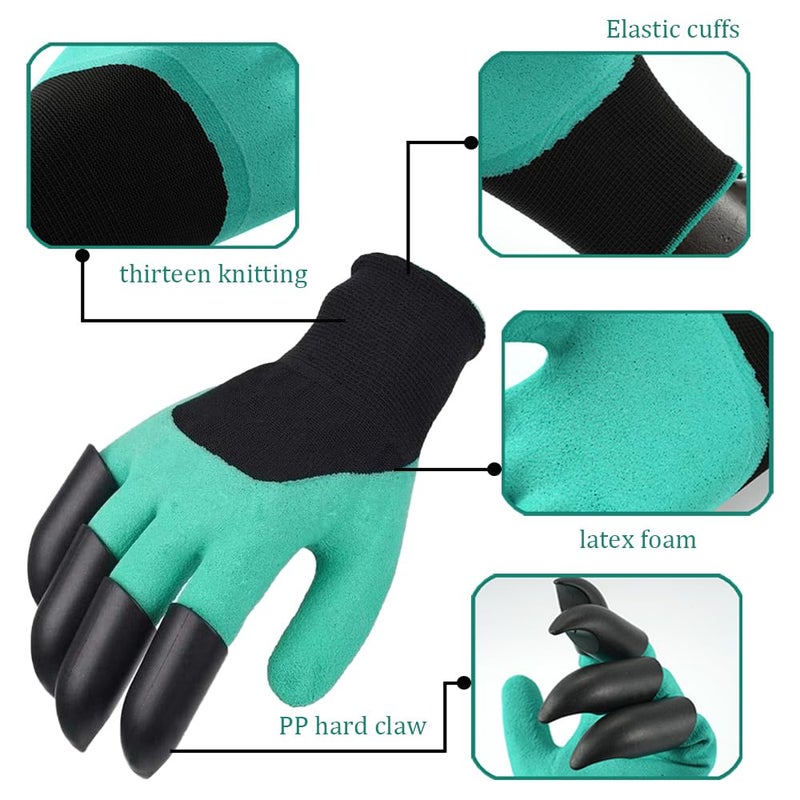 TRKETK 2 Pairs of Garden Gloves with Claws, Premium Waterproof Garden Gloves Work Gloves with 8 Claws Garden Engineering Gloves with Claws for Digging and Planting - Image 3
