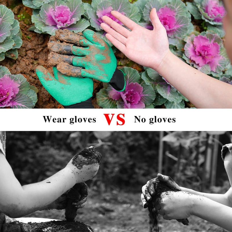 TRKETK 2 Pairs of Garden Gloves with Claws, Premium Waterproof Garden Gloves Work Gloves with 8 Claws Garden Engineering Gloves with Claws for Digging and Planting - Image 5