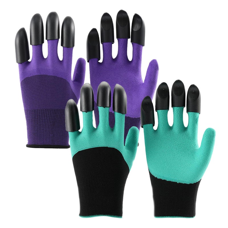 TRKETK 2 Pairs of Garden Gloves with Claws, Premium Waterproof Garden Gloves Work Gloves with 8 Claws Garden Engineering Gloves with Claws for Digging and Planting - Image 1