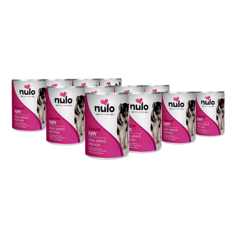 Nulo Grain-Free Chicken, Salmon, & Lentils Recipe Wet Canned Dog Food for Puppies, 13 Ounce, 12 Cans - Image 1