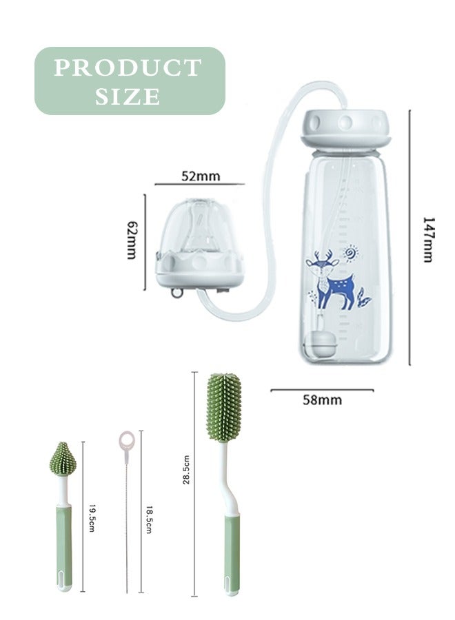 Hands-Free Baby Bottle, Anti-Colic Self Feeding Baby Bottle(240ml), 3 in 1 Baby Bottle Cleaner Brush Set, Detachable u0026 Hangable (Green) - Image 2