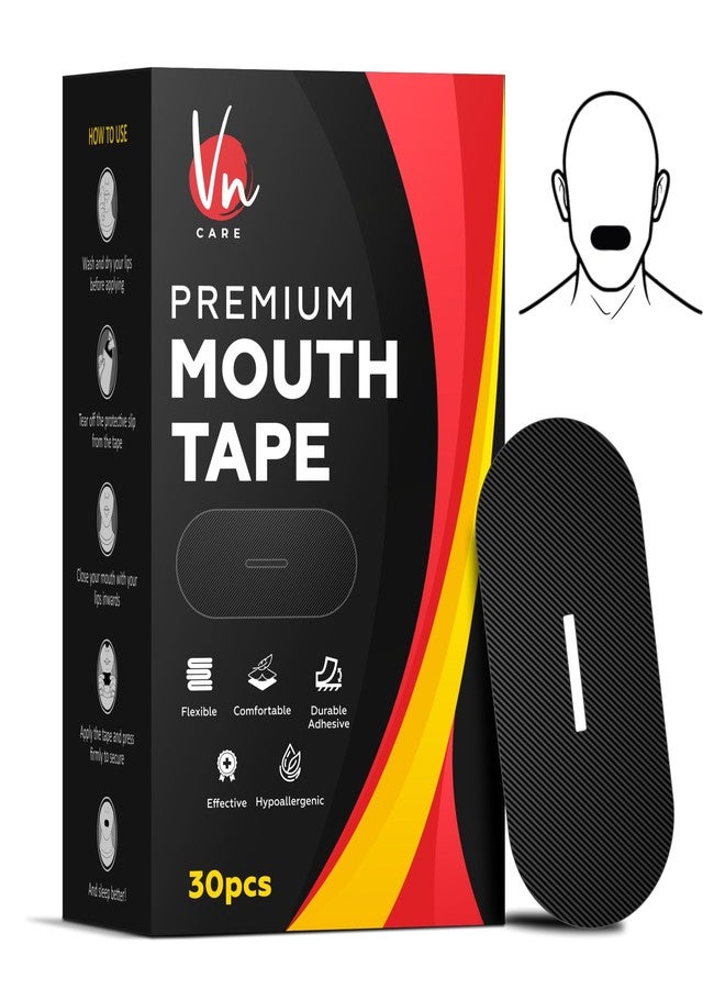 Vn care 30 Pcs Mouth Tape for Sleeping Adults – Anti Snoring Sleep Strips, Mouth Breathing Stopper for Nose Breathing & Better Sleep | Hypoallergenic Adhesive, Comfortable Fit | Black Sleep Mouth Tape (Pack of 30) - Image 1