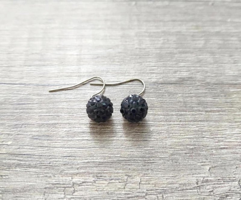 HD Marketim Shambala Model Black Dangle Earrings with Swarovski Stones  - Image 1