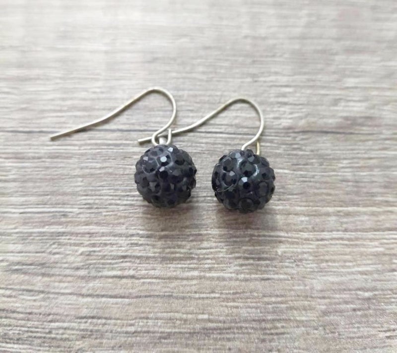 HD Marketim Shambala Model Black Dangle Earrings with Swarovski Stones  - Image 2
