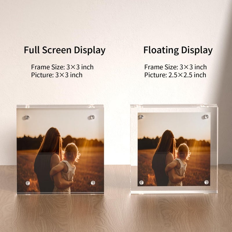 Sezanrpt 3 حزمة إطارات صورة أكريليك 3 × 3 3 × 3 بوصة إطار الصورة ل 3 × 3 أو 2x2 صور واضحة مزدوجة إطارات صور سميكة - Image 5