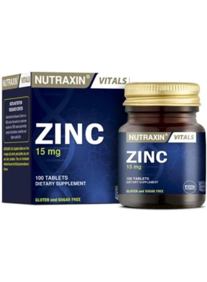 NUTRAXIN Nutraxin Zinc Sulphate for Immunity Boosting 15Mg 100 Vegan Tablets - Image 1